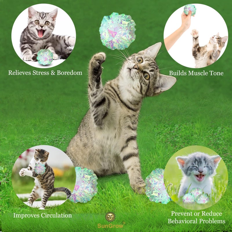 SunGrow Mylar Cat Crinkle Balls, 2", Shiny and Stress Buster Toy, Lightweight and Great for Use in Craft Projects, Toy Ball Suitable for Both Feline and Kids, Kitten Chew and Chase Balls for Exercise - Image 4
